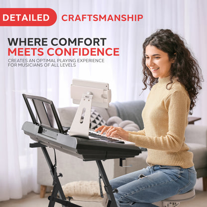 Soporte plegable para teclado, diseño en Z estable, acero ajustable, negro