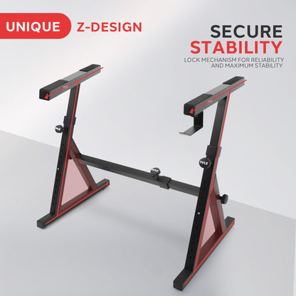Soporte plegable para teclado, diseño en Z estable, acero ajustable, negro