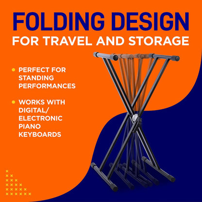 Electronic Keyboard Stand Stable Double Braced X-Design Steel