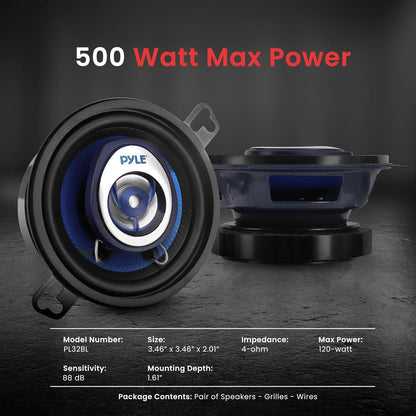 Altavoces estéreo para coche 120W Cono de polietileno azul de baja distorsión, 3.5 pulgadas, par