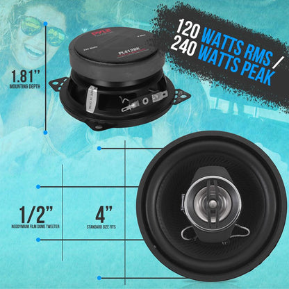 Altavoces coaxiales para coche de 2 vías, 240W, baja distorsión, negros