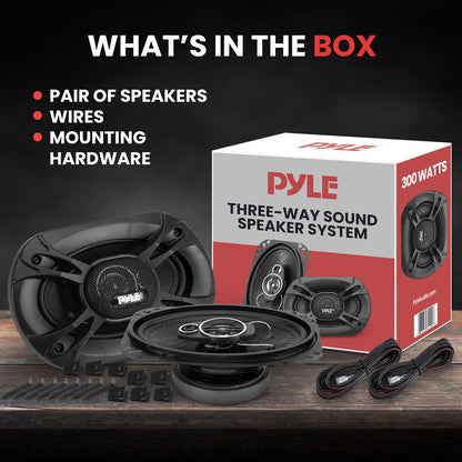 3-Way Car Stereo Speakers 300W Low Distortion Triaxial Black