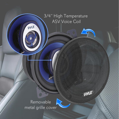 Par de 4 altavoces para coche - Cono de polipropileno azul de 180 W de potencia máxima y borde de caucho butílico