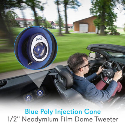 Par de 4 altavoces para coche - Cono de polipropileno azul de 180 W de potencia máxima y borde de caucho butílico