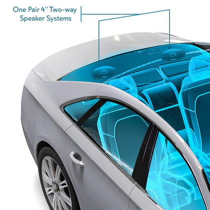 Par de 4 altavoces para coche - Cono de polipropileno azul de 180 W de potencia máxima y borde de caucho butílico