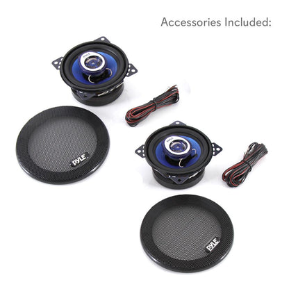 Par de 4 altavoces para coche - Cono de polipropileno azul de 180 W de potencia máxima y borde de caucho butílico
