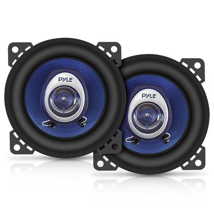 Par de 4 altavoces para coche - Cono de polipropileno azul de 180 W de potencia máxima y borde de caucho butílico
