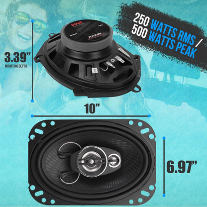 6x9 500W 4-Way Car Speakers Low Distortion Butyl Rubber Surround (Pair)