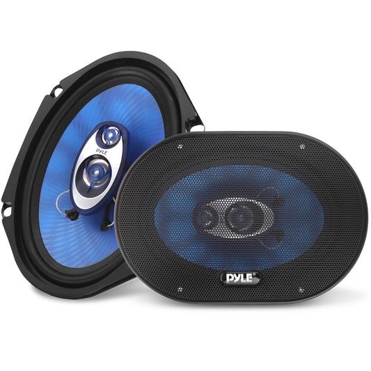 Car Speakers Pair 360W Blue Poly Cone Butyl Rubber Surround