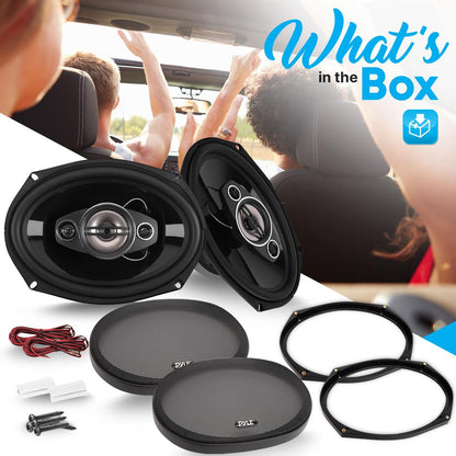 7x10 Car Speakers 500W Butyl Rubber Surround 4-Way Quadriaxial Pair