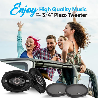 7x10 Car Speakers 500W Butyl Rubber Surround 4-Way Quadriaxial Pair