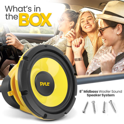 Car Midbass Speaker 400W 8 Poly Woofer Yellow