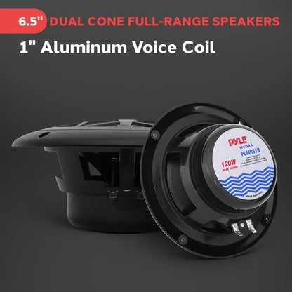 6.5 Dual Marine Speakers Waterproof 120W Polypropylene Cone