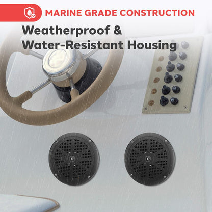 6.5 Dual Marine Speakers Waterproof 120W Polypropylene Cone