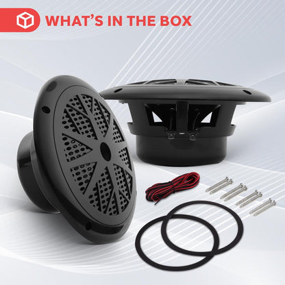 6.5 Dual Marine Speakers Waterproof 120W Polypropylene Cone