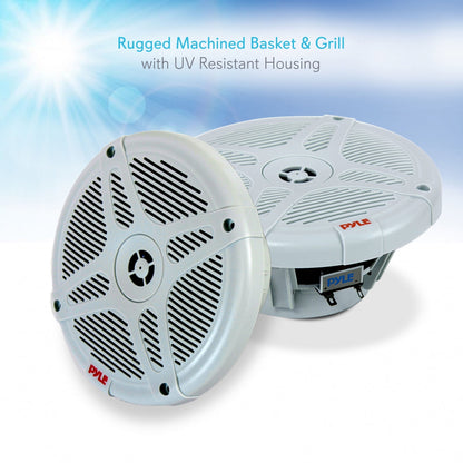Par de Altavoces Marinos de 6.5 pulgadas 600W Impermeables Estéreo de 2 Vías Blancos