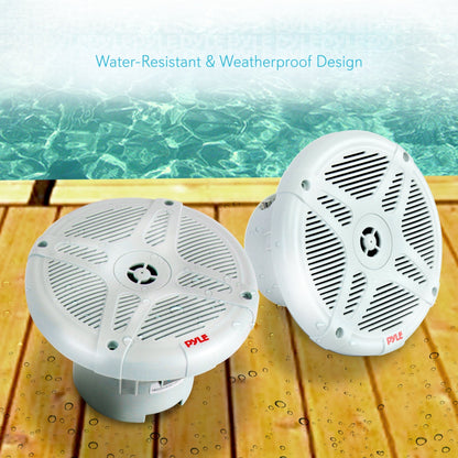 Par de Altavoces Marinos de 6.5 pulgadas 600W Impermeables Estéreo de 2 Vías Blancos