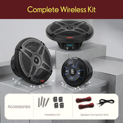 6.5 Altavoces Marinos Kit Impermeable Control Bluetooth 600W Blanco