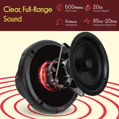 6.5 Altavoces Marinos Kit Impermeable Control Bluetooth 600W Blanco