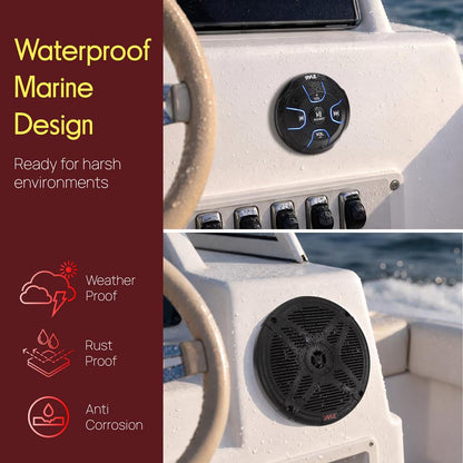 6.5 Altavoces Marinos Kit Impermeable Control Bluetooth 600W Blanco