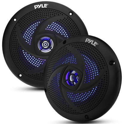 Marine Waterproof Speakers 6.5 - 240W LED Lights Slim Style Blue