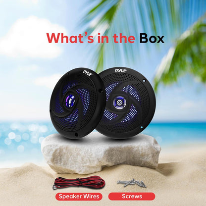 Marine Waterproof Speakers 6.5 - 240W LED Lights Slim Style Blue