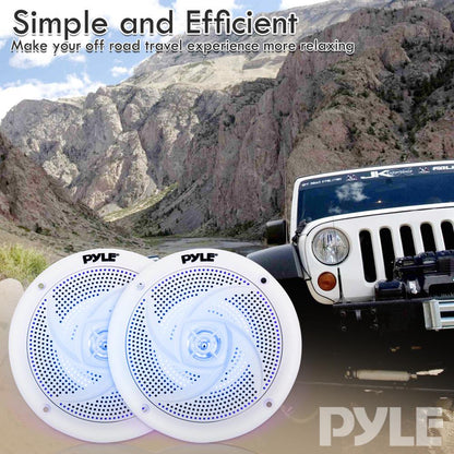 Marine Speakers 6.5 Waterproof 240W LED Lights White