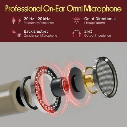 Micrófono omnidireccional de condensador con cable, portátil, de diadema, color piel