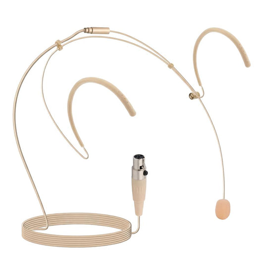 Double Over Ear Headset Mic - Hands-Free Omni Condenser Beige