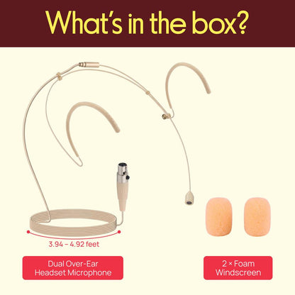 Double Over Ear Headset Mic - Hands-Free Omni Condenser Beige