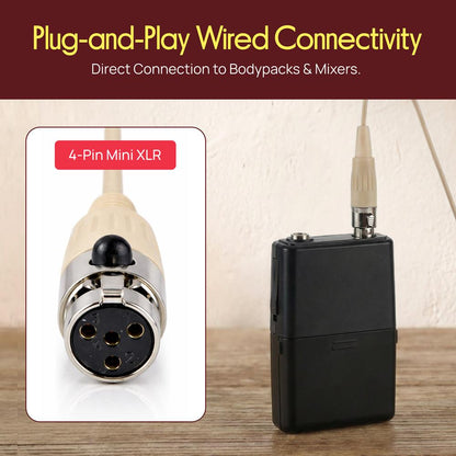 Double Over Ear Headset Mic - Hands-Free Omni Condenser Beige