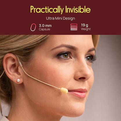 Double Over Ear Headset Mic - Hands-Free Omni Condenser Beige
