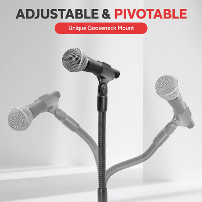 Microphone Stand - Adjustable Height Gooseneck Steel Construction