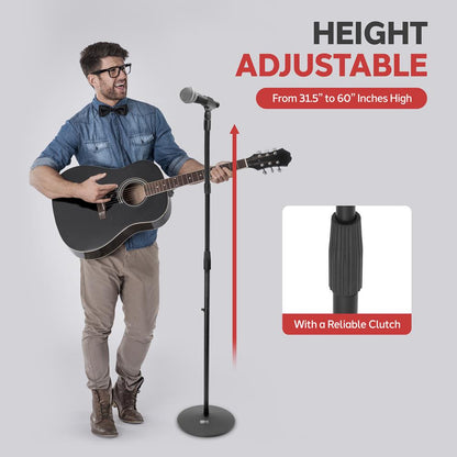 Microphone Stand - Adjustable Height Gooseneck Steel Construction