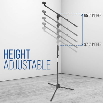 Foldable Tripod Mic Stand Adjustable Height Telescoping Boom Arm