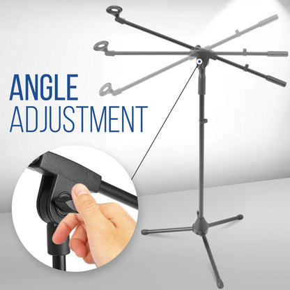 Foldable Tripod Mic Stand Adjustable Height Telescoping Boom Arm