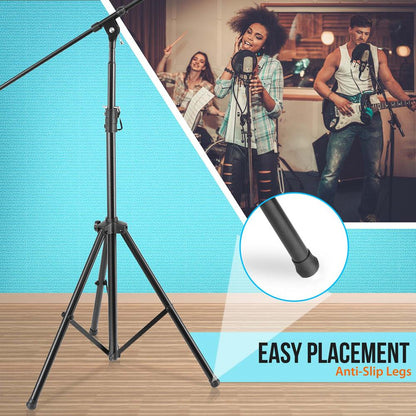 Heavy Duty Mic Stand - Adjustable Height Telescoping Boom Steel Alloy