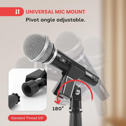 Tripod Microphone Stand Height Adjustable Sturdy Steel Non-Slip Feet