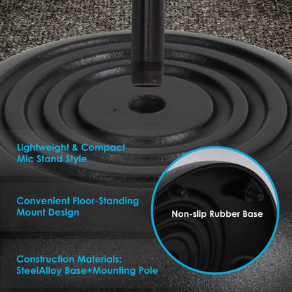 Soporte de micrófono ajustable - Base de metal resistente con altura regulable 2.8-5