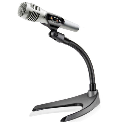 Desktop Microphone Stand - Adjustable Gooseneck Sturdy Metal Base