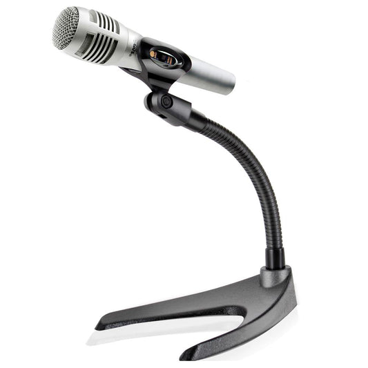 Desktop Microphone Stand - Adjustable Gooseneck Sturdy Metal Base