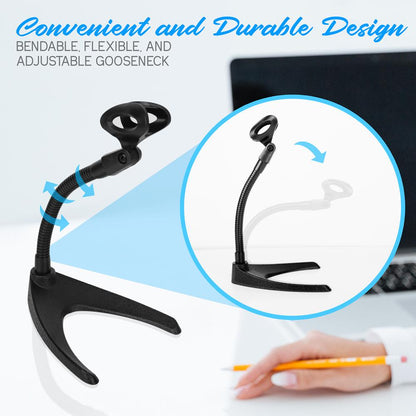 Desktop Mic Stand Pair - Adjustable Gooseneck Non-Slip Base