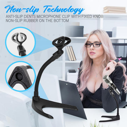 Desktop Mic Stand Pair - Adjustable Gooseneck Non-Slip Base