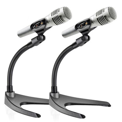 Desktop Mic Stand Pair - Adjustable Gooseneck Non-Slip Base