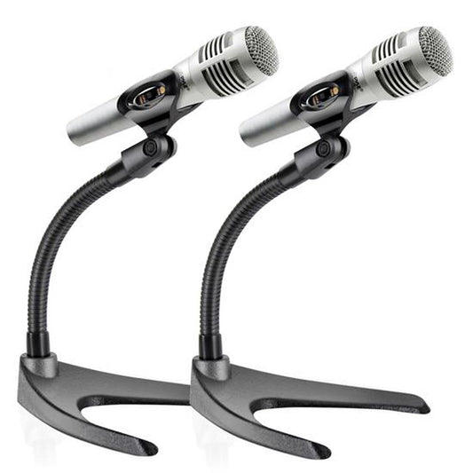 Desktop Mic Stand Pair - Adjustable Gooseneck Non-Slip Base
