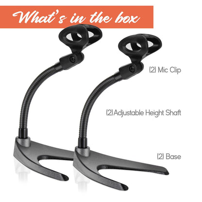 Desktop Mic Stand Pair - Adjustable Gooseneck Non-Slip Base