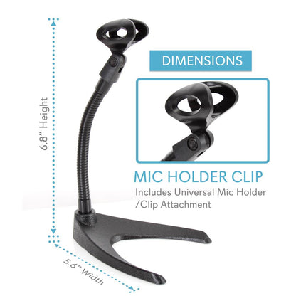 Desktop Microphone Stand - Adjustable Gooseneck Sturdy Metal Base