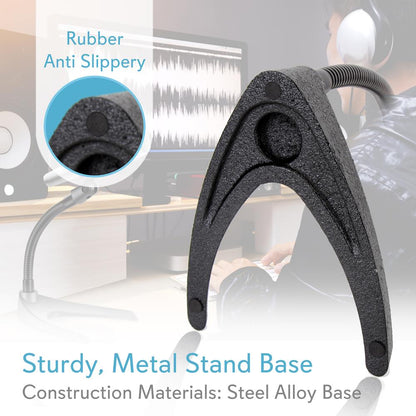 Desktop Microphone Stand - Adjustable Gooseneck Sturdy Metal Base