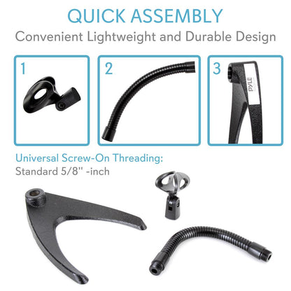 Desktop Microphone Stand - Adjustable Gooseneck Sturdy Metal Base