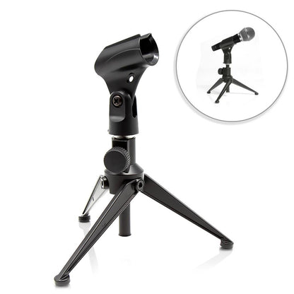 Desktop Microphone Stand - Compact Table Tripod Mic Holder Mount With Height Adjustment